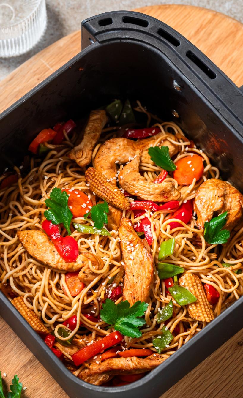  Asia Nudeln mit Hähnchen und Gemüse