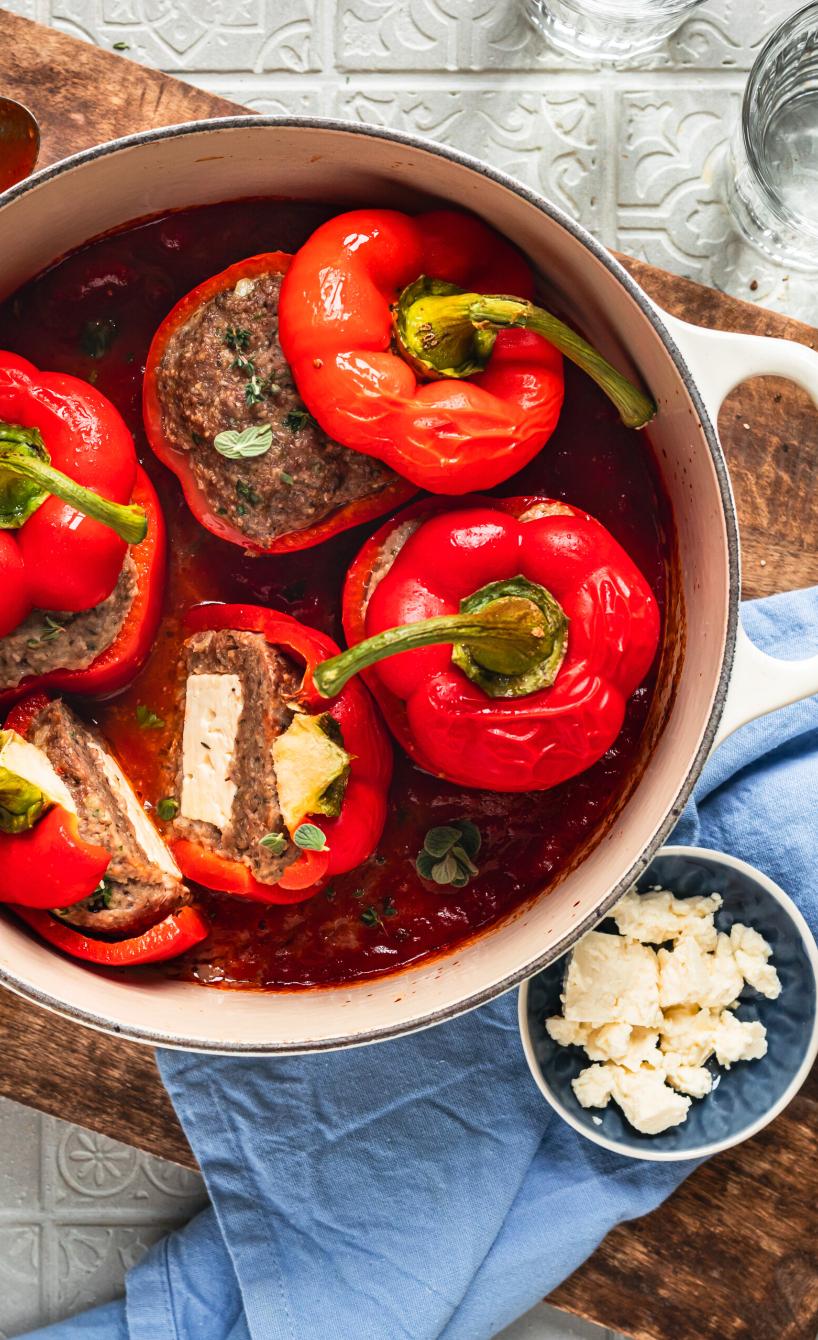 Gefüllte Bifteki-Paprika