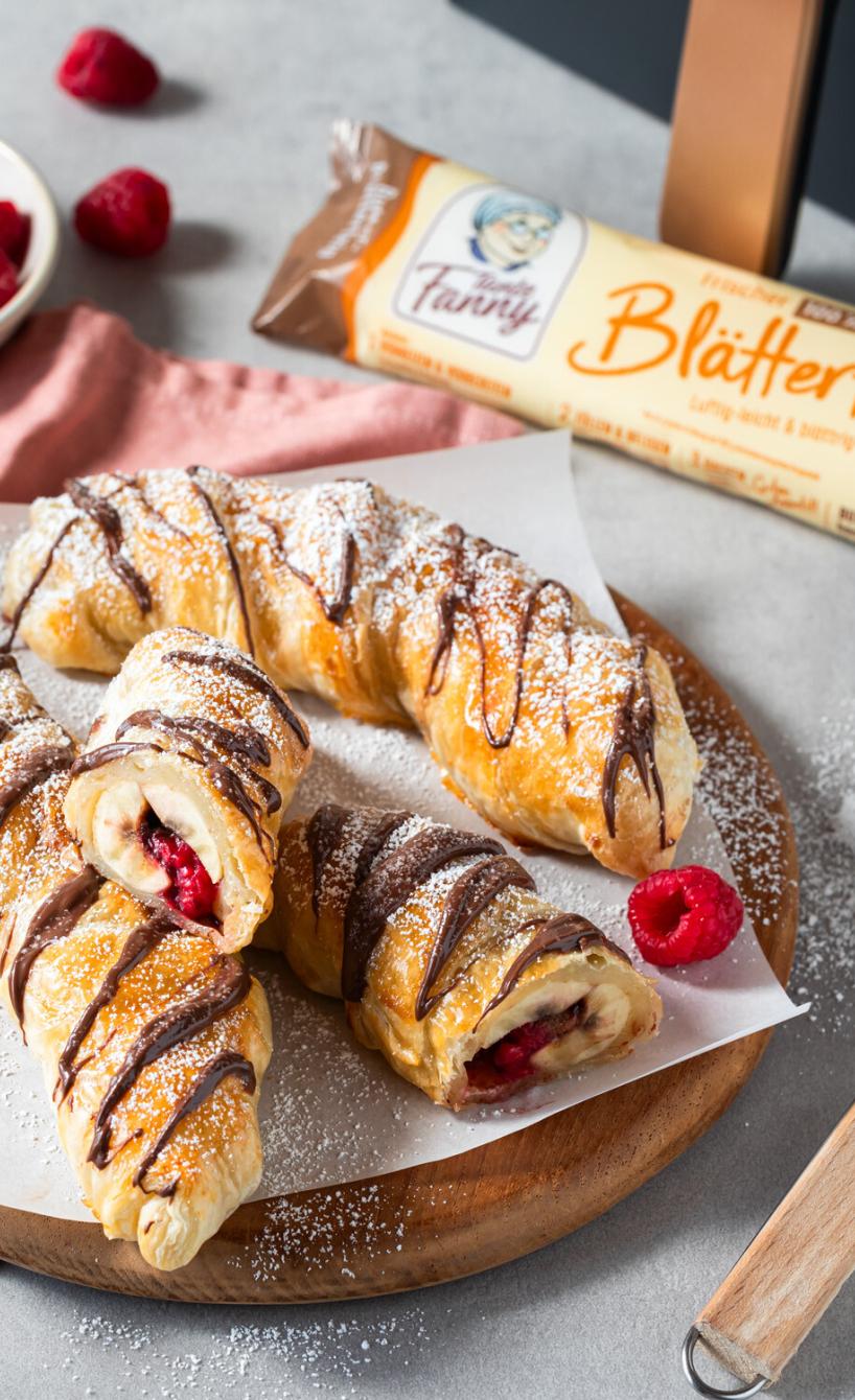 Gefüllte Bananen im Blätterteigmantel