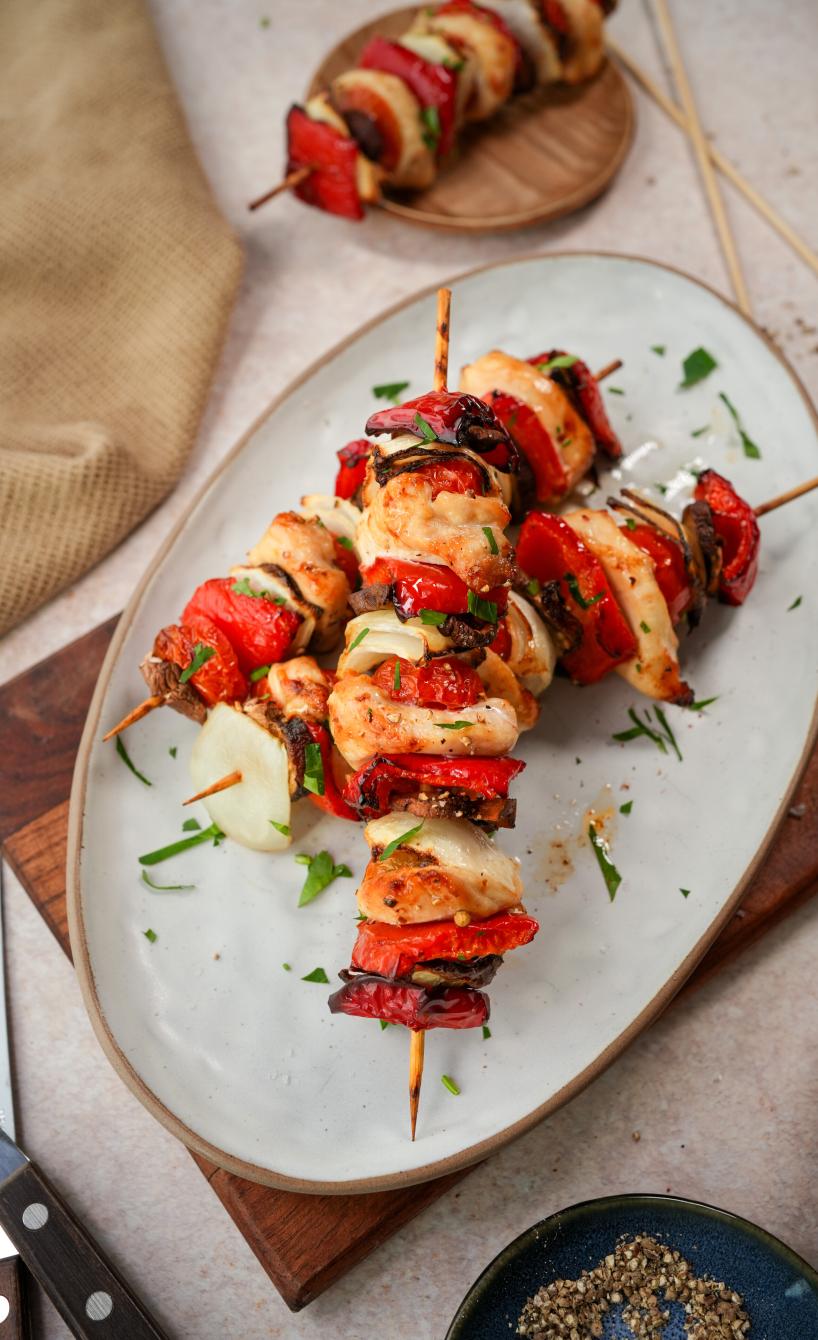 Hähnchen-Gemüse-Spieße