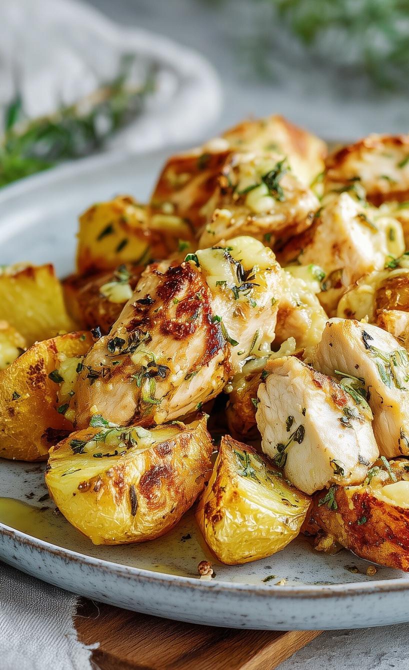 Knoblauch-Hähnchen mit Kartoffeln und Parmesan