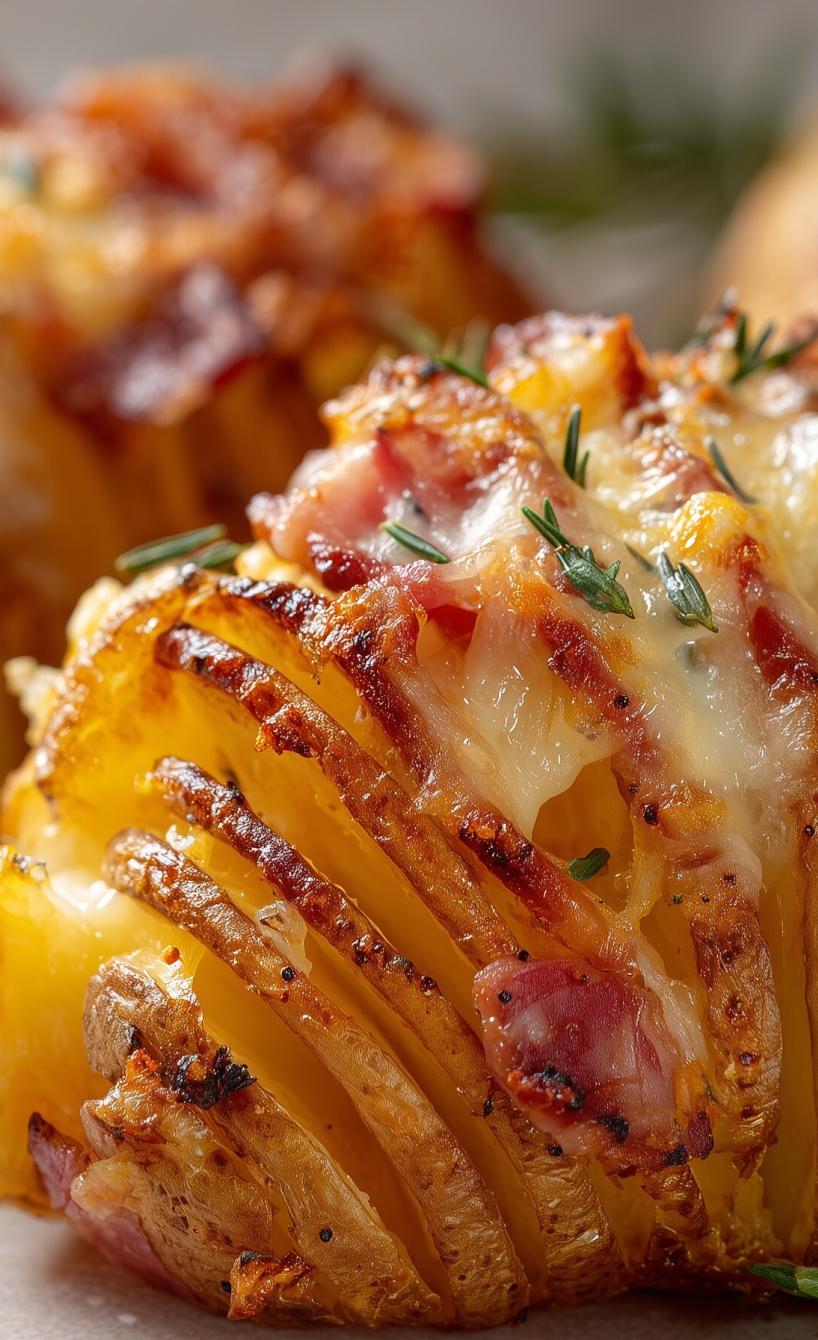 Knusprige Käse-Schinken-Fächerkartoffeln