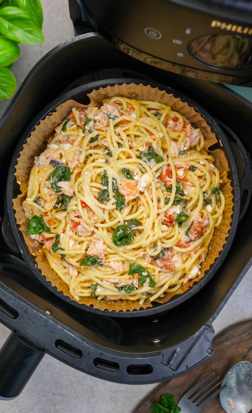 Lachs-Feta One Pot Spaghetti