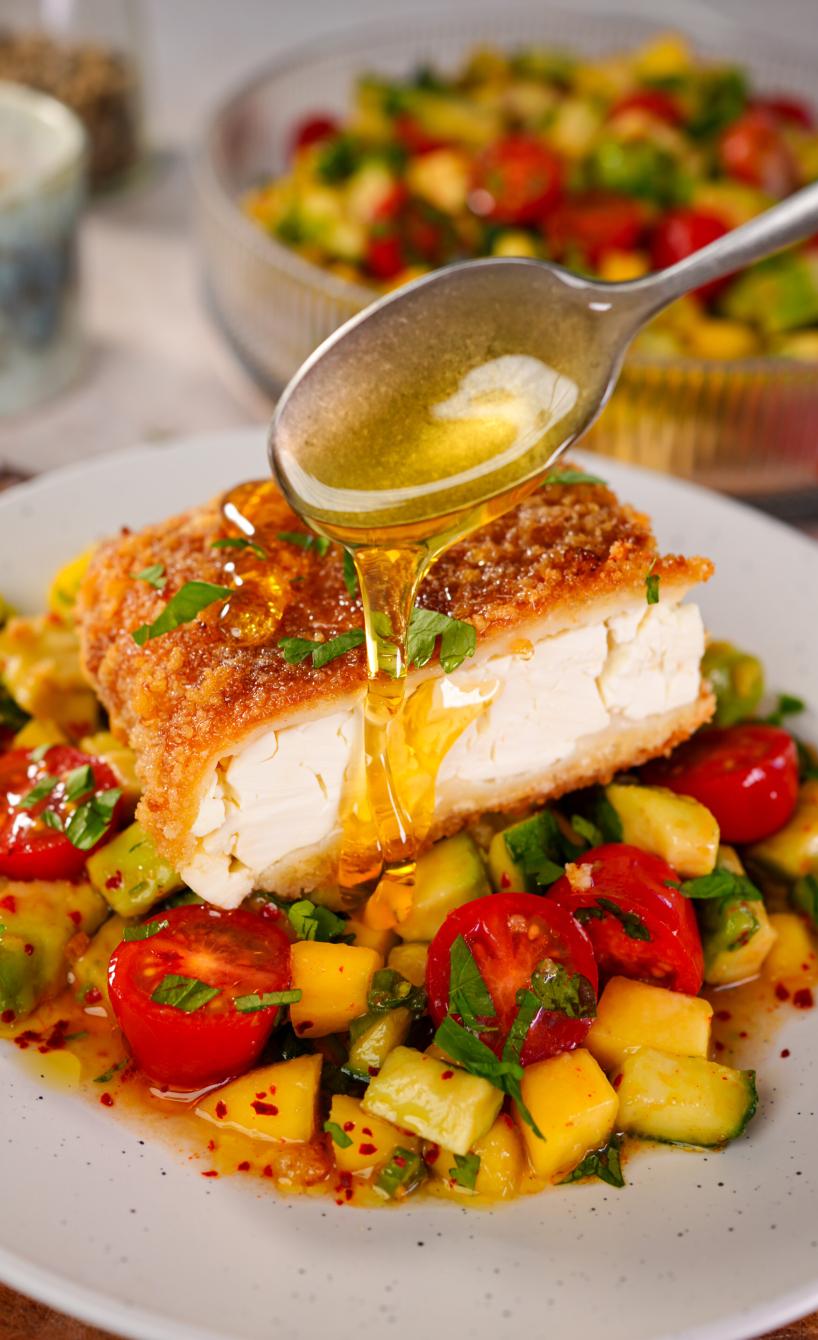 Crispy Fried Feta with Honey