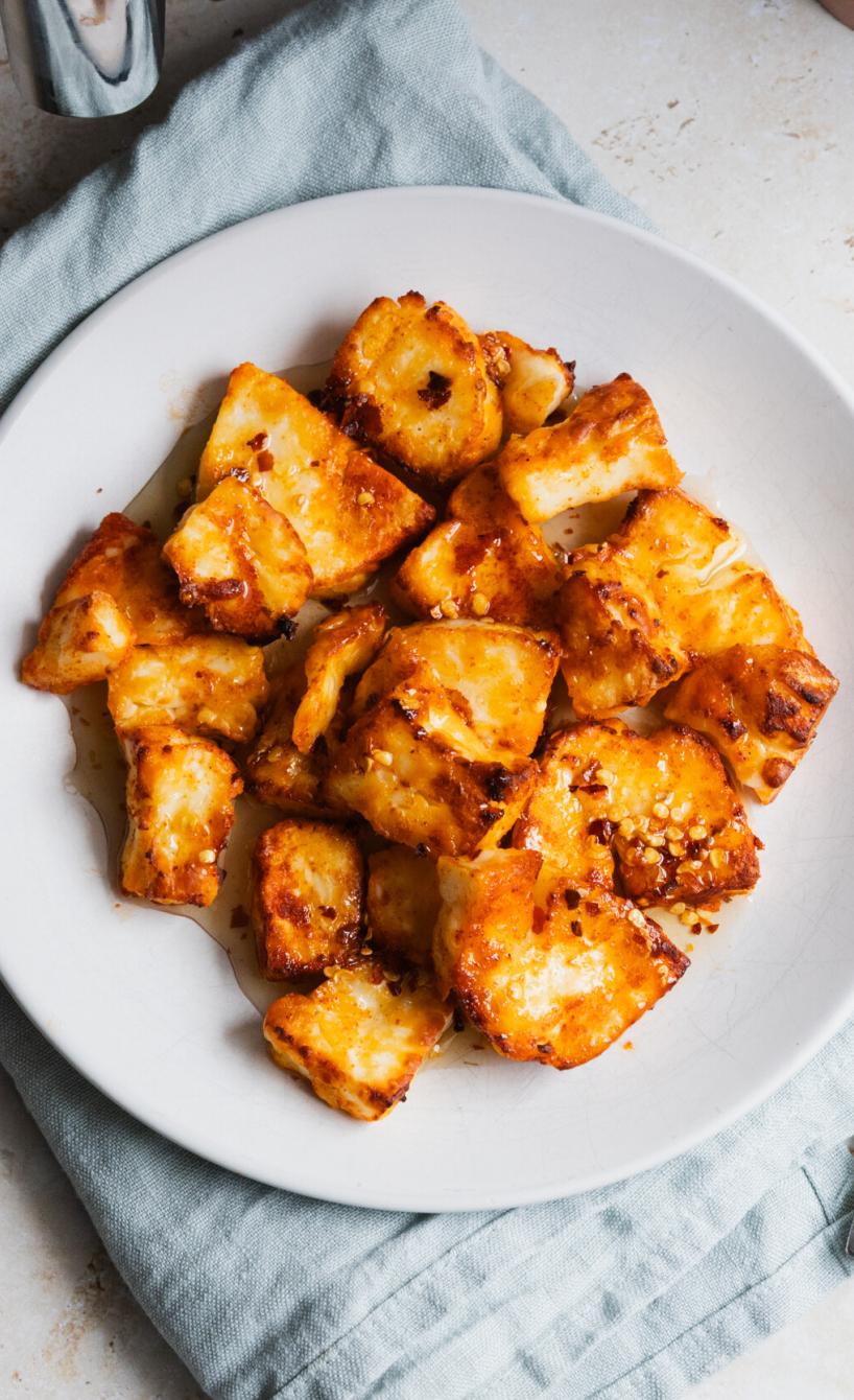 Halloumi Bites with Hot Honey Drizzle
