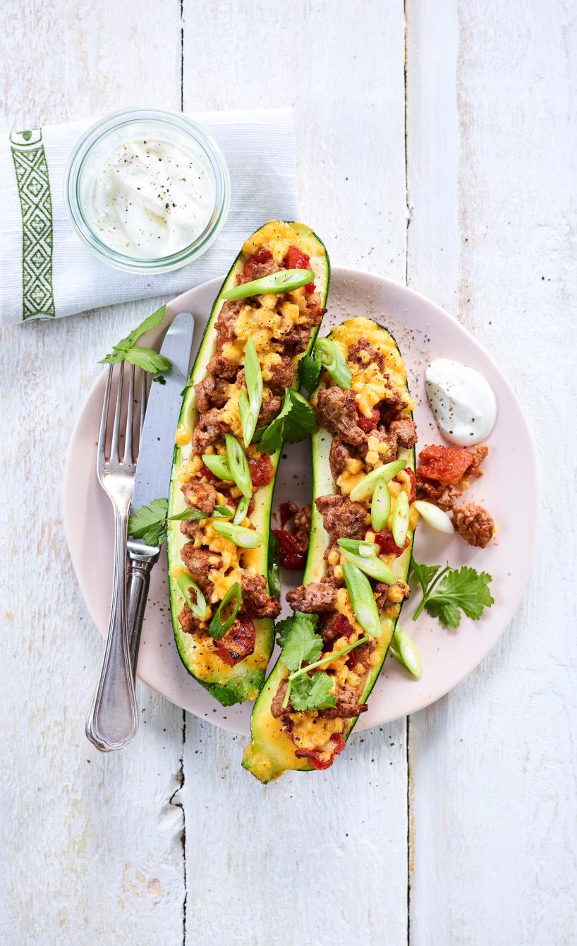 Gefüllte Zucchini mit Hackfleisch