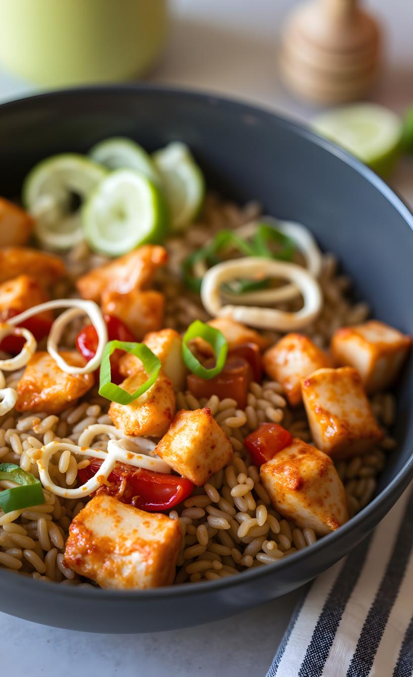 Hähnchen-One-Pot mit Reis und Halloumi