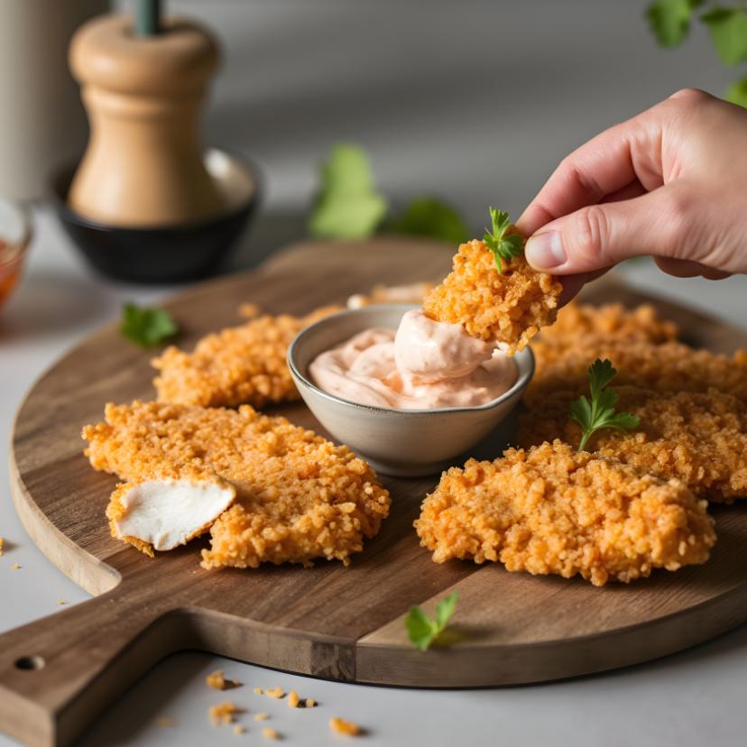 Knusprige Hähnchenstreifen mit Sriracha-Mayo