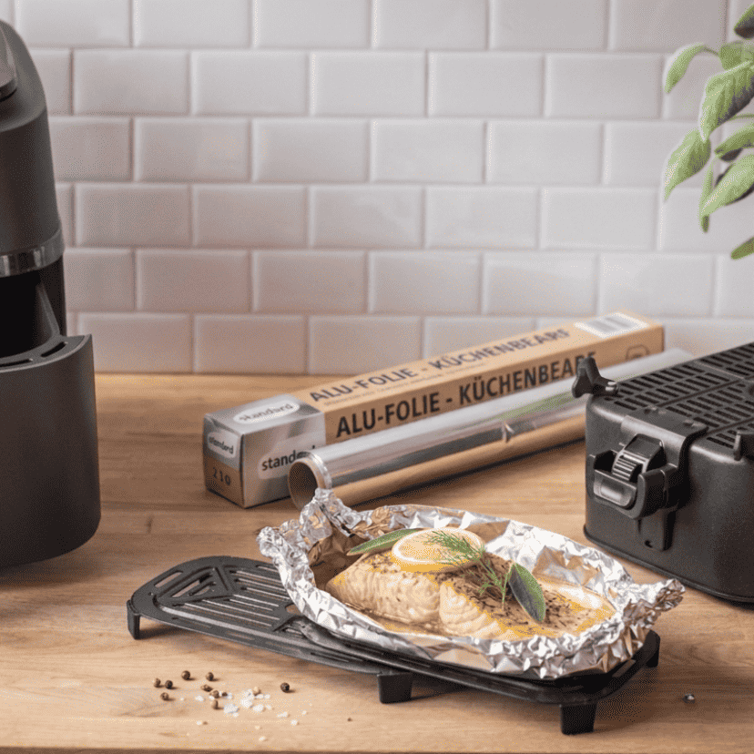 Alufolie im Airfryer mit Lachs